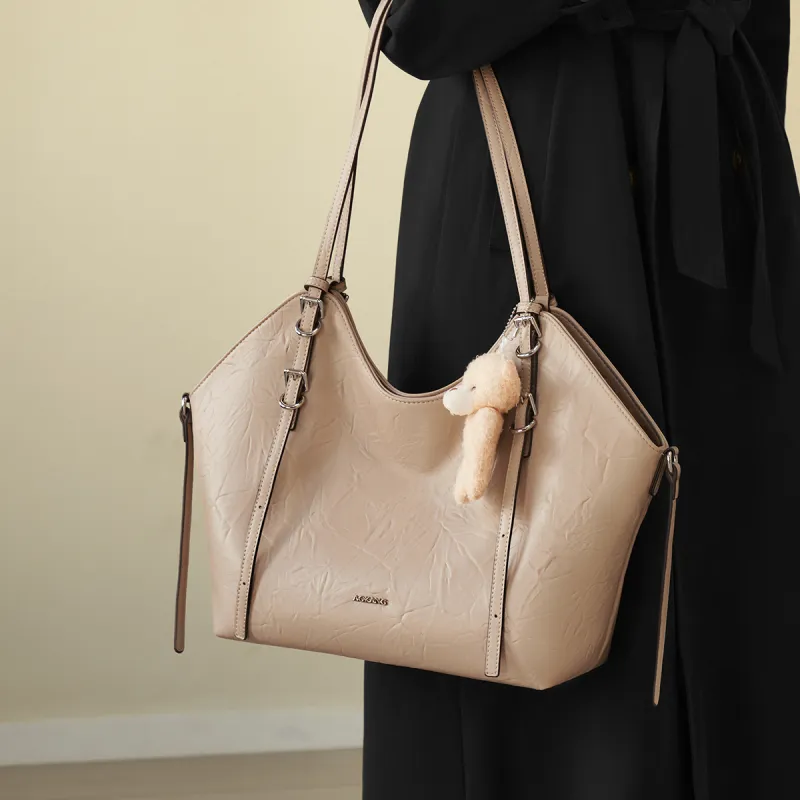 AOKANG Polyurethane Leather Tote Shoulder Bag Women's Classic Black/Cocoa Coffee/Beige Apricot-13