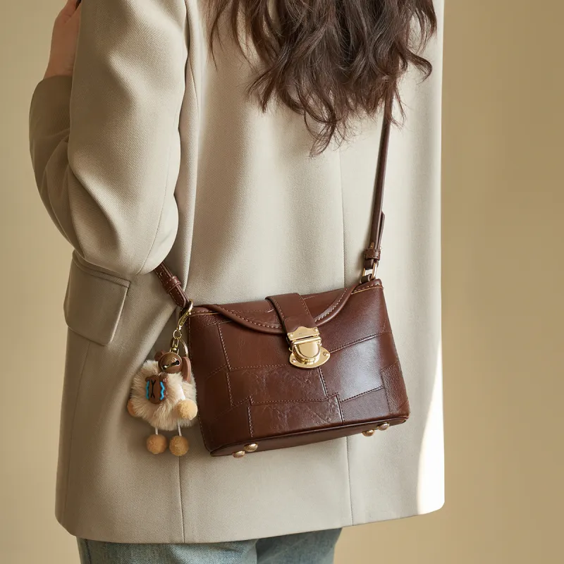 AOKANG Synthetic Leather Small Square Bag Bucket Bag Crossbody Underarm Shoulder Bag Small Size Women's Multicolor-19