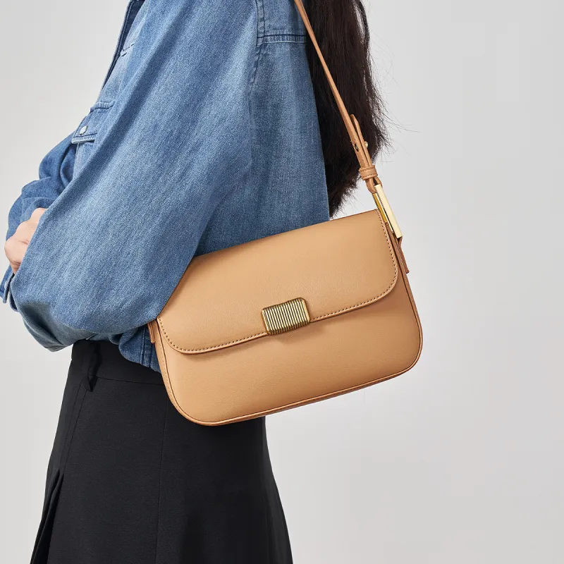 AOKANG Cow Leather Shoulder Bag Small Size Women's Elegant White/Classic Black/Pumpkin/Tale Green/Energetic Pink-10