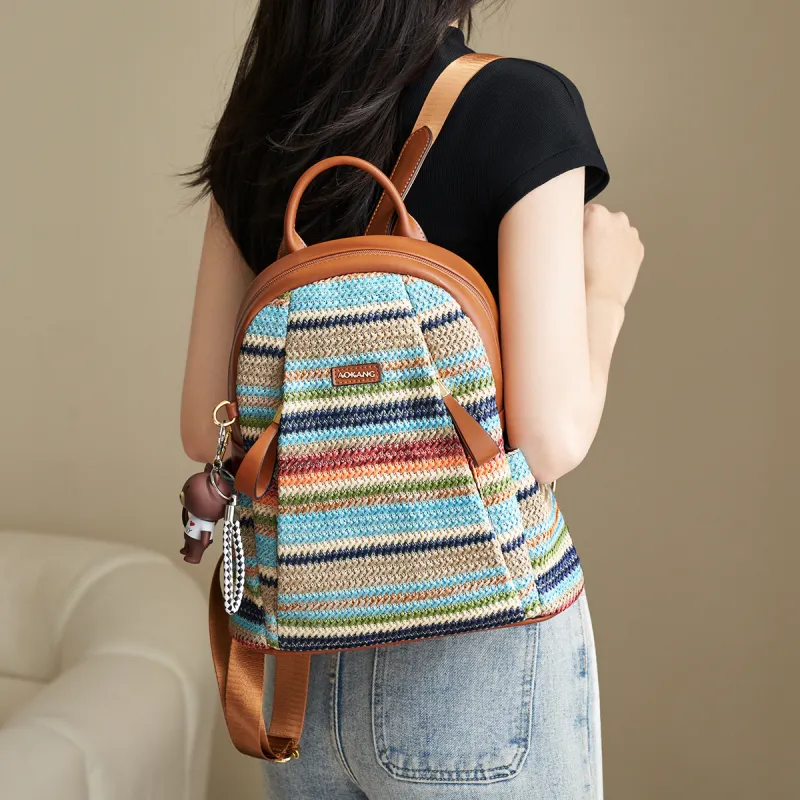 AOKANG Fabric Backpack Laptop Bag Backpack Tubas Women's Multicolor-3