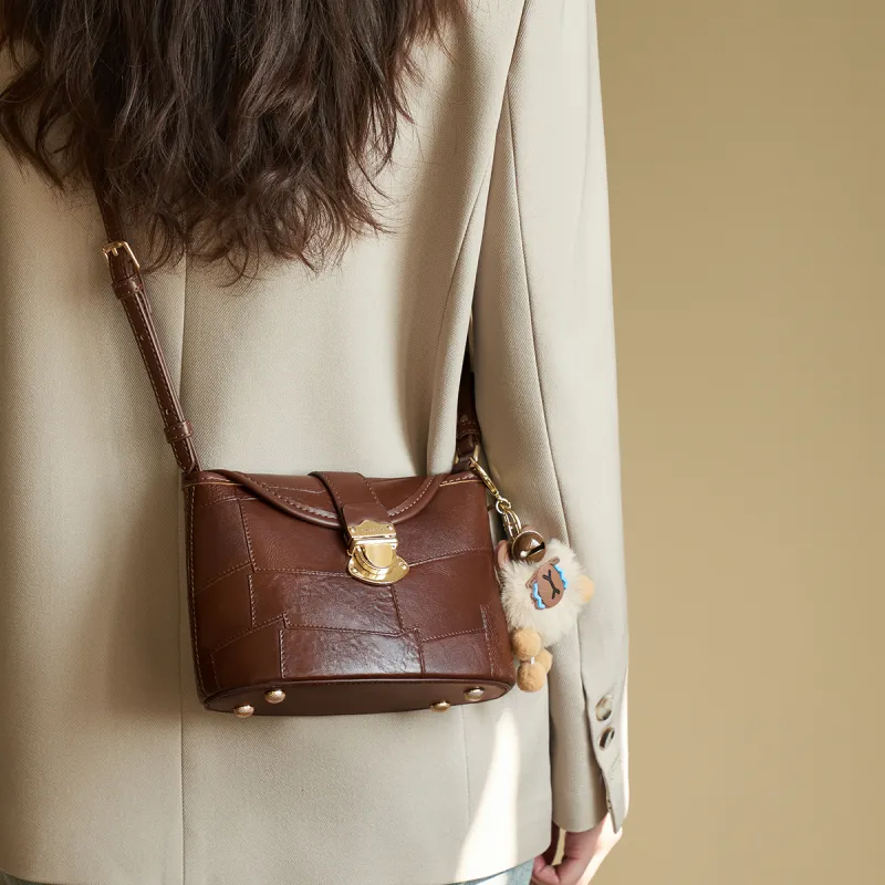 AOKANG Synthetic Leather Small Square Bag Bucket Bag Crossbody Underarm Shoulder Bag Small Size Women's Multicolor-18