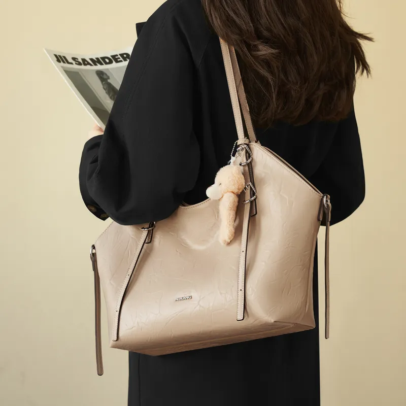 AOKANG Polyurethane Leather Tote Shoulder Bag Women's Classic Black/Cocoa Coffee/Beige Apricot-10
