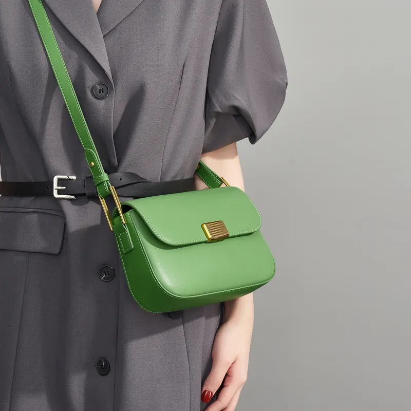 AOKANG Cow Leather Shoulder Bag Small Size Women's Elegant White/Classic Black/Pumpkin/Tale Green/Energetic Pink-15