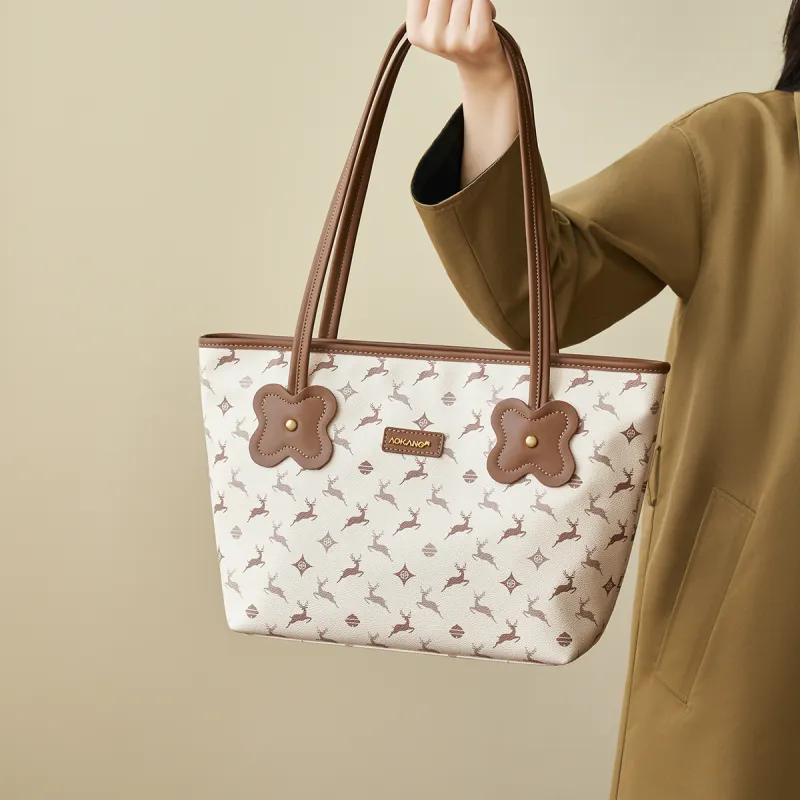 AOKANG PVC Tote Bag, Shopping Bag, Shoulder Bag Regular Women's White/Coffee/Black/Blue-1