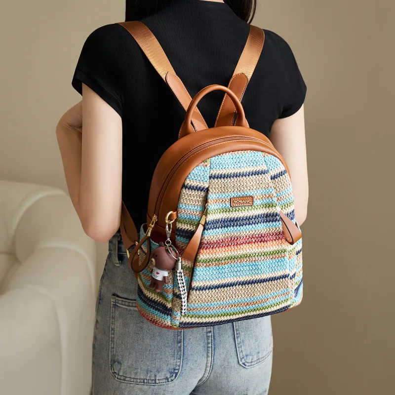 AOKANG Fabric Backpack Laptop Bag Backpack Tubas Women's Multicolor-2