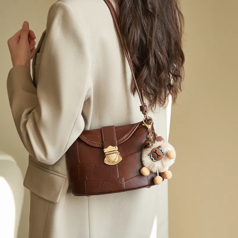 AOKANG Synthetic Leather Small Square Bag Bucket Bag Crossbody Underarm Shoulder Bag Small Size Women's Multicolor-17