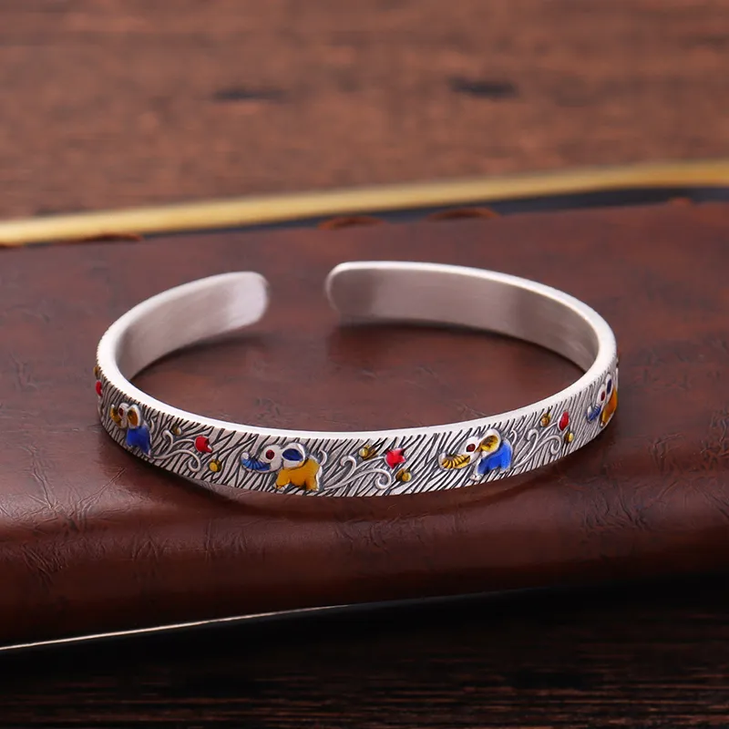 Reverevis 999 Fine Silver Bangles Women's-2