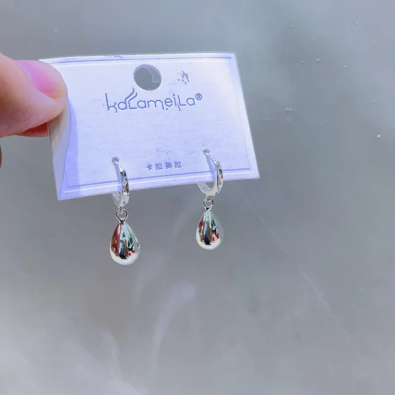 Stone Edge Poly Foot Silver 990 Sterling Silver Hoop Earrings Unisex-2