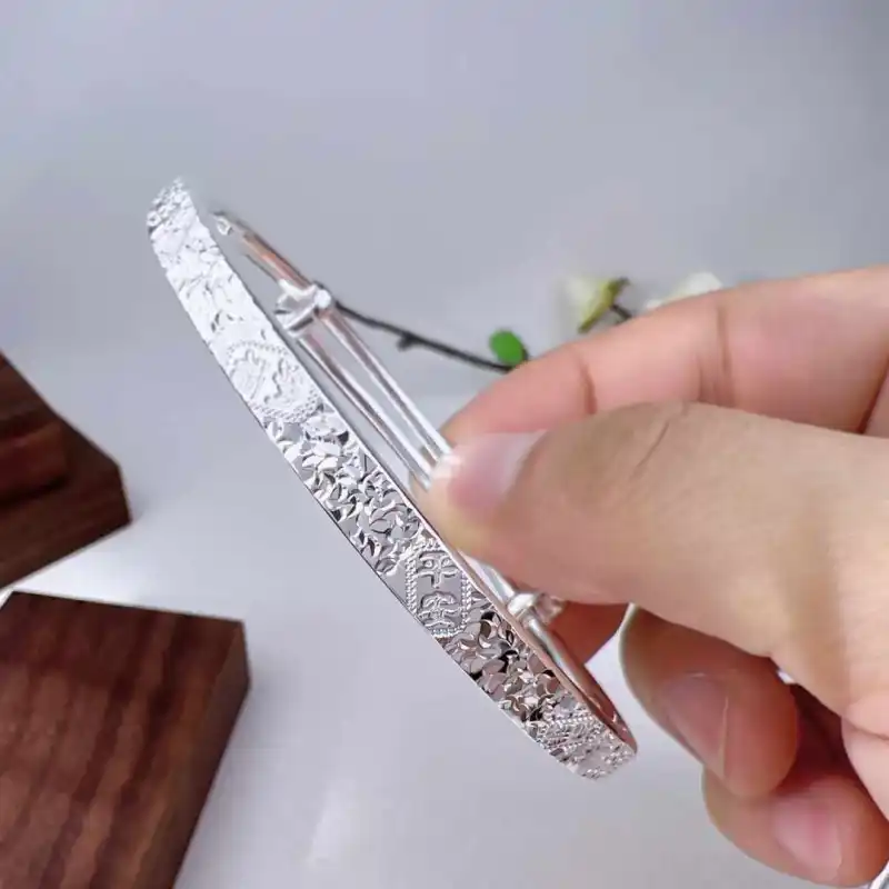 Stone Edge Poly 999 Fine Silver Bangles Unisex-1