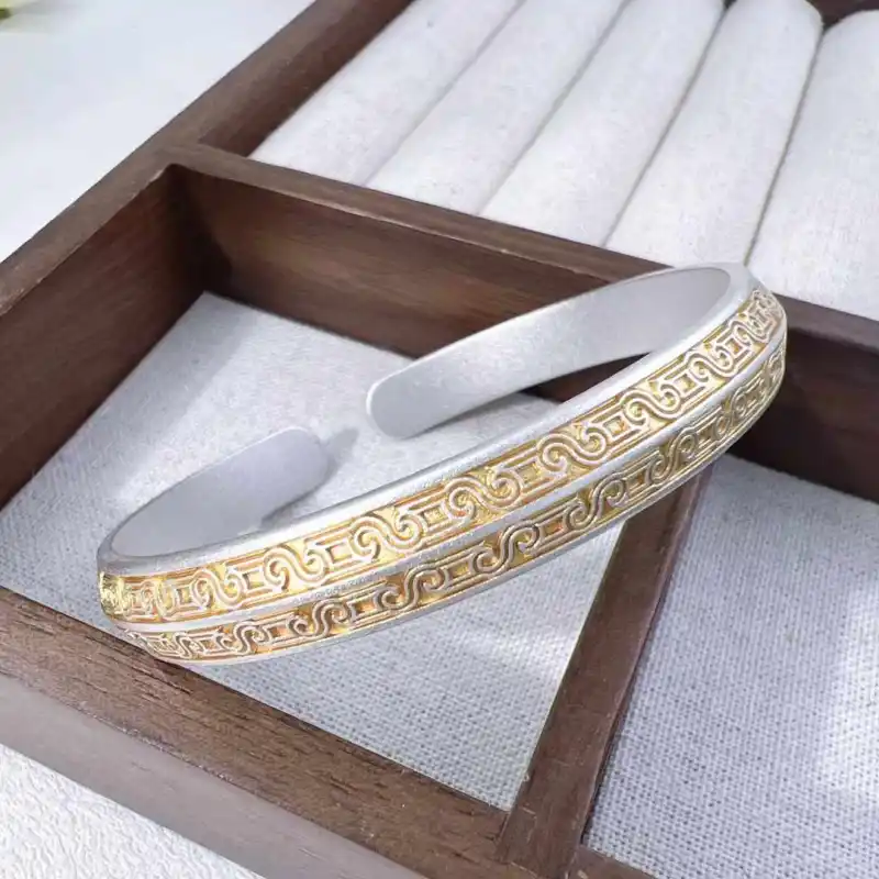 Stone Edge Poly 999 Fine Silver Bangles Unisex-4