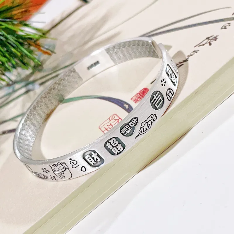 Stone Edge Poly 999 Fine Silver Sterling Silver Bracelets Unisex-3