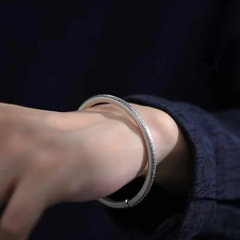 Stone Edge Poly 999 Fine Silver Bangles Unisex-4