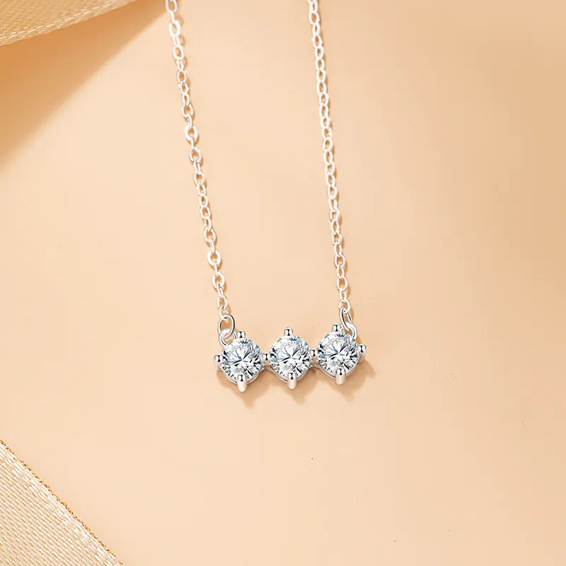 Stone Edge Poly 925 Sterling Silver Necklaces Women's Silver-3