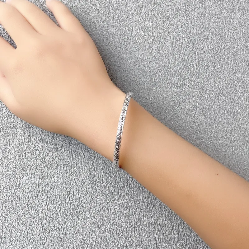 Stone Edge Poly 999 Fine Silver Sterling Silver Bracelets Unisex-4