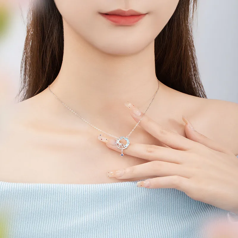 Stone Edge Poly 925 Sterling Silver Necklaces Women's-1