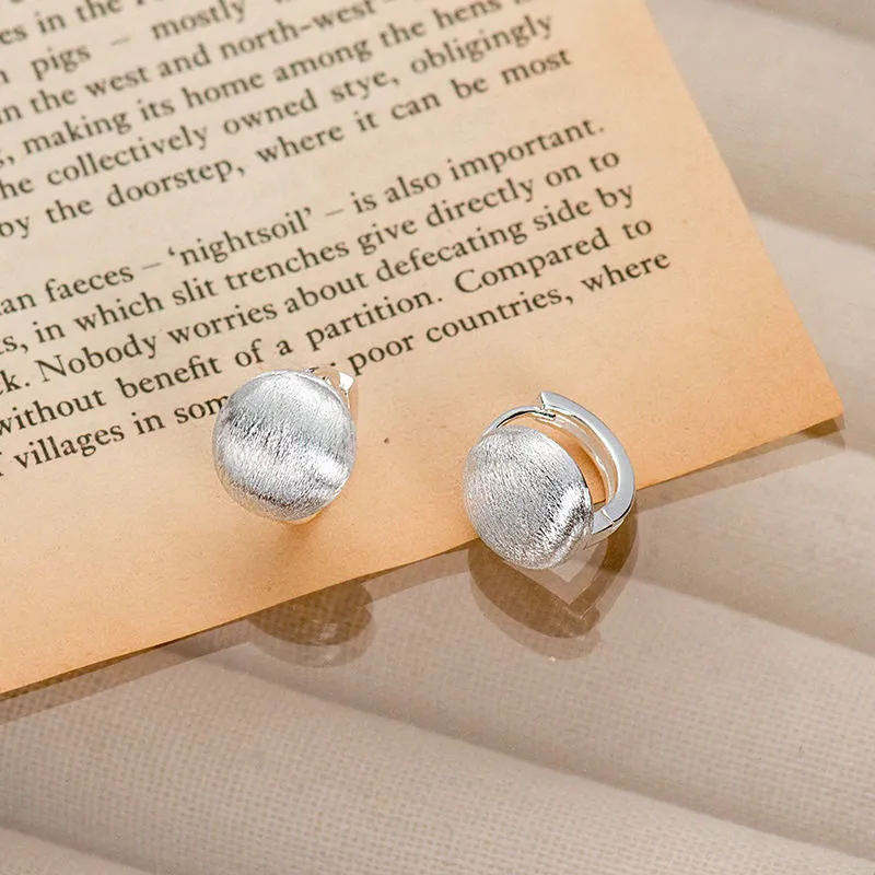 Stone Edge Poly Foot Silver 990 Sterling Silver Hoop Earrings Unisex-3