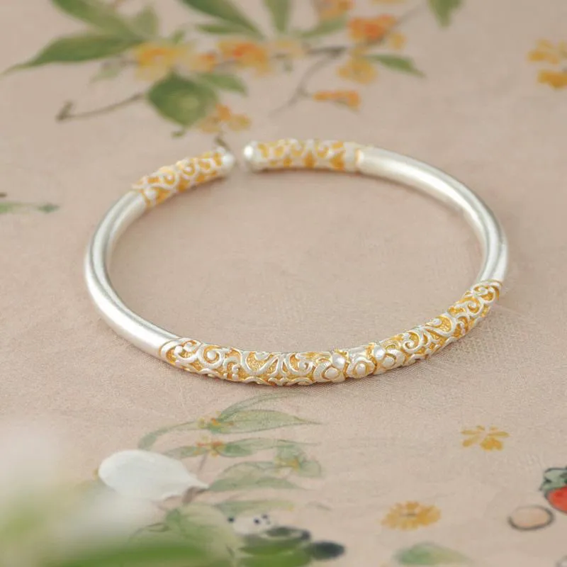 Stone Edge Poly 999 Fine Silver Bangles Unisex-1