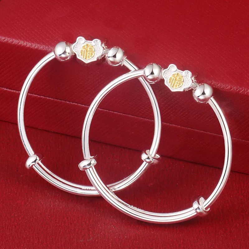 Stone Edge Poly 999 Fine Silver Sterling Silver Bracelets Kids' Gold-1