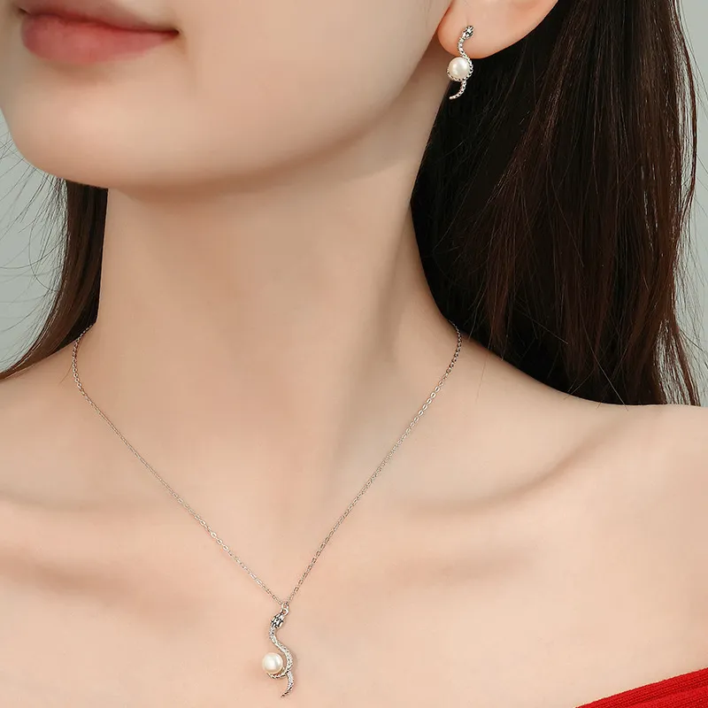 Stone Edge Poly Pearl 925 Sterling Silver Necklaces Women's-2