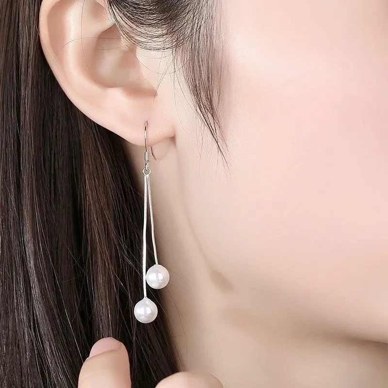 Stone Edge Poly Foot Silver 990 Sterling Silver Drop Earrings Unisex-1