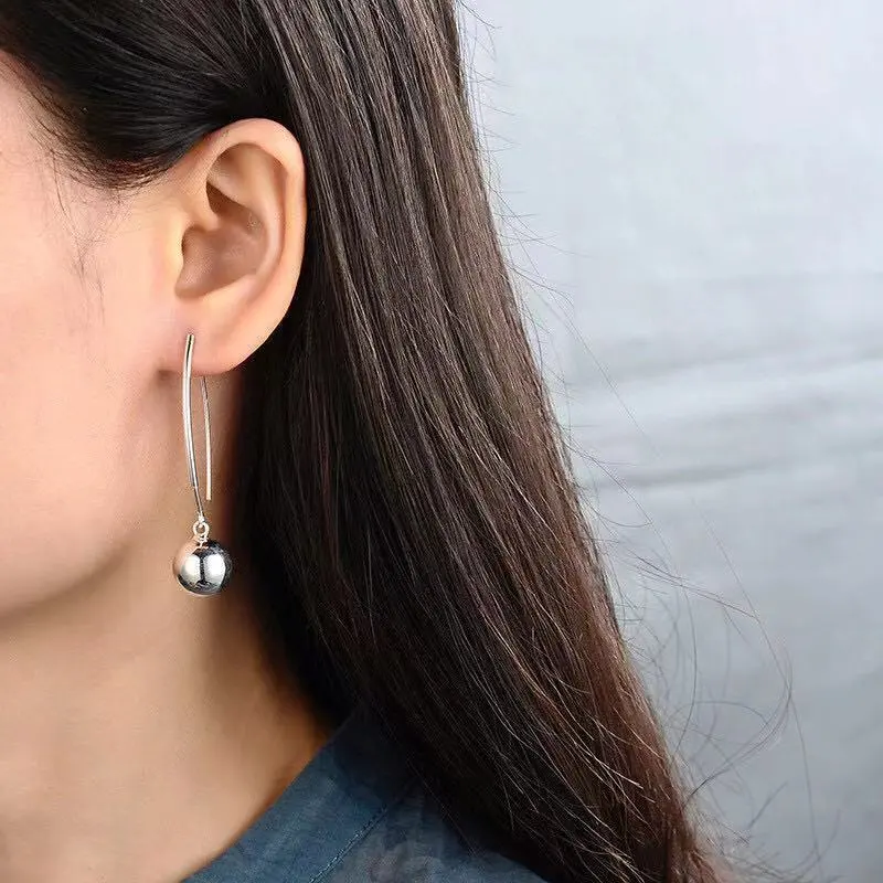 Stone Edge Poly Foot Silver 990 Sterling Silver Hoop Earrings Unisex-3