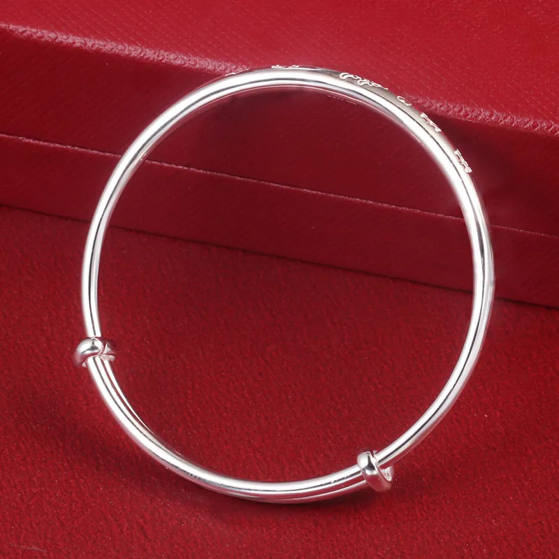 Stone Edge Poly Foot Silver Bracelet 999 Fine Silver Kids'-1