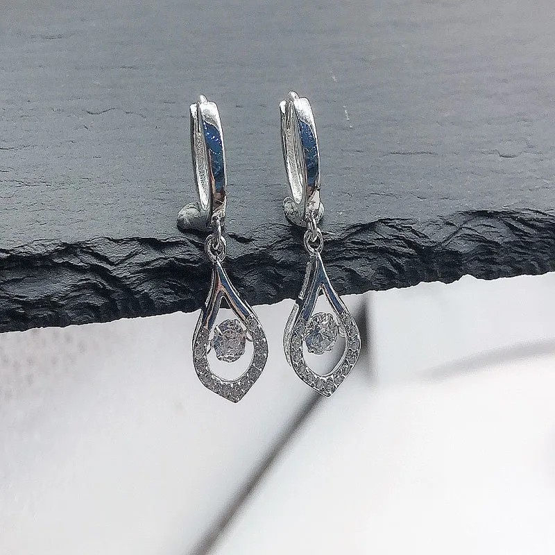 Stone Edge Poly Foot Silver 990 Sterling Silver Hoop Earrings Unisex-1