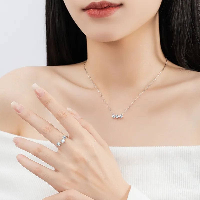 Stone Edge Poly 925 Sterling Silver Necklaces Women's Silver-1