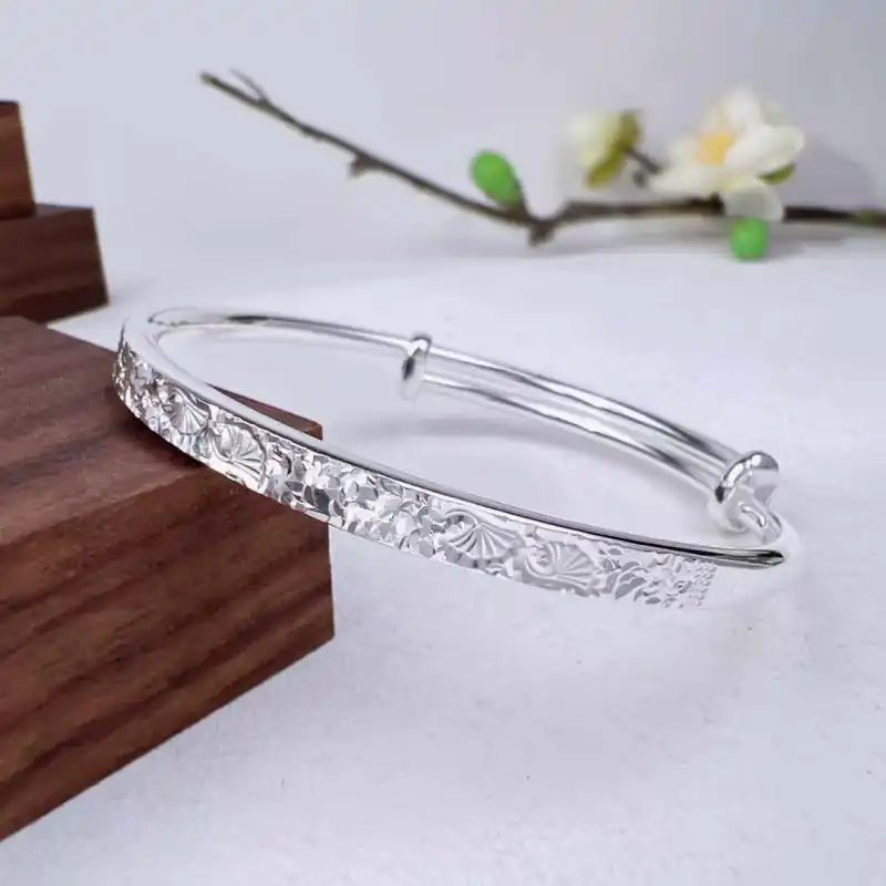 Stone Edge Poly 999 Fine Silver Bangles Women's-1