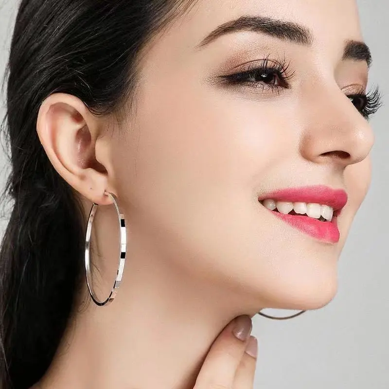 Stone Edge Poly 999 Fine Silver Sterling Silver Hoop Earrings Unisex-1