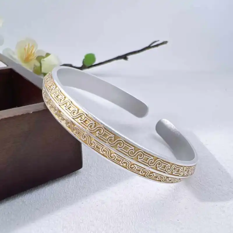 Stone Edge Poly 999 Fine Silver Bangles Unisex-2