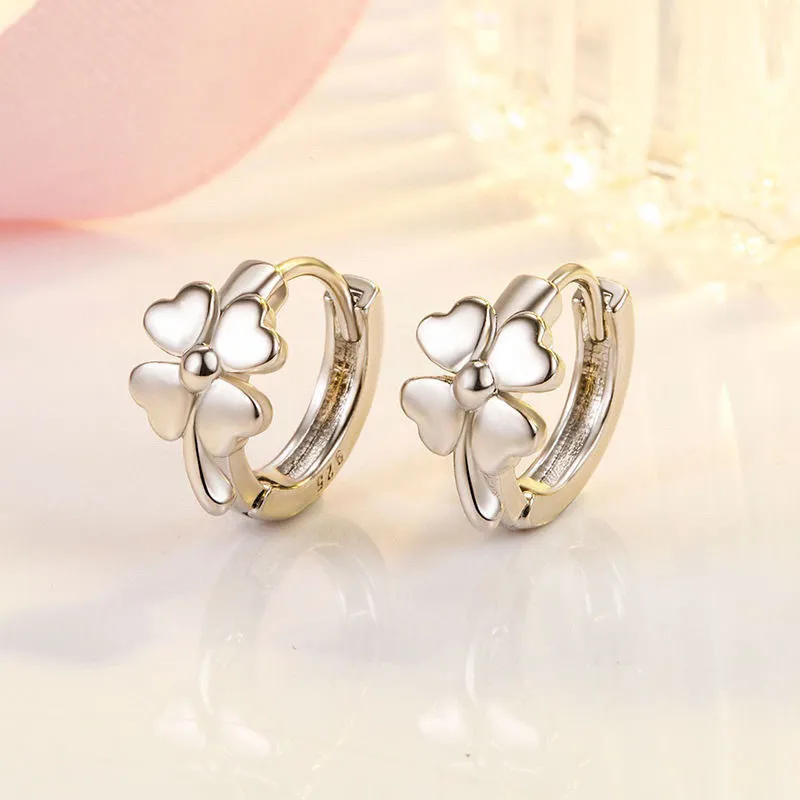 Stone Edge Poly Foot Silver 990 Sterling Silver Hoop Earrings Unisex-1