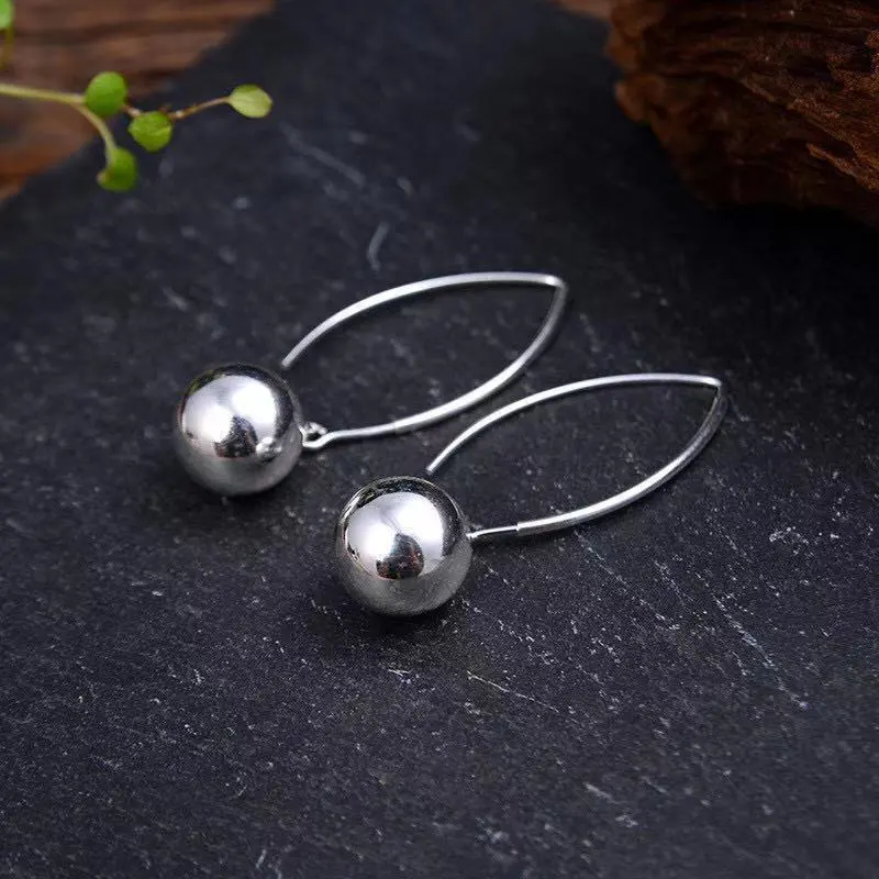 Stone Edge Poly Foot Silver 990 Sterling Silver Hoop Earrings Unisex-2