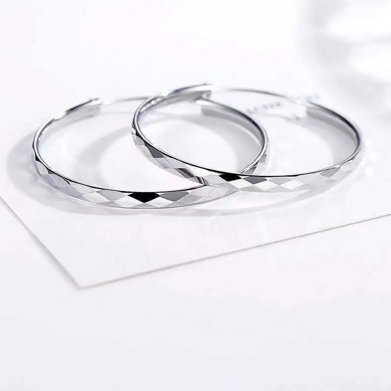 Stone Edge Poly Sterling Silver Earring 999 Fine Silver Unisex-2