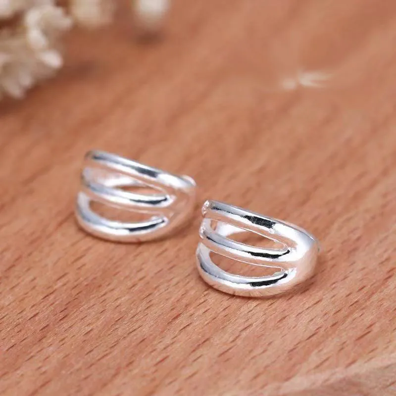 Stone Edge Poly Foot Silver 990 Sterling Silver Ear Cuff Unisex-2