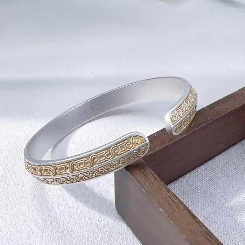 Stone Edge Poly 999 Fine Silver Bangles Unisex-3