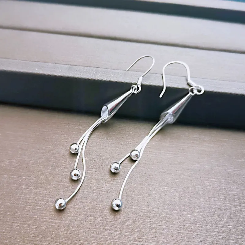 Stone Edge Poly Sterling Silver Earring 999 Fine Silver Unisex-3