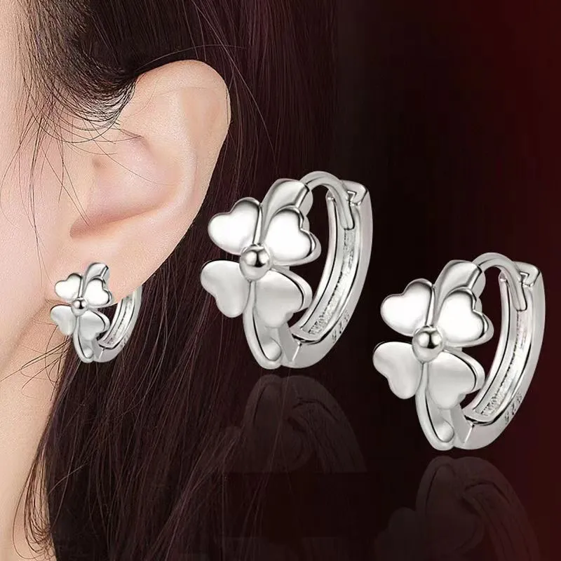 Stone Edge Poly Foot Silver 990 Sterling Silver Hoop Earrings Unisex-2