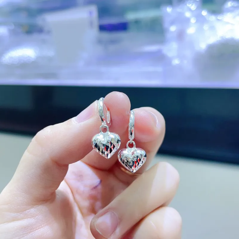 Stone Edge Poly Foot Silver 990 Sterling Silver Drop Earrings Unisex-1