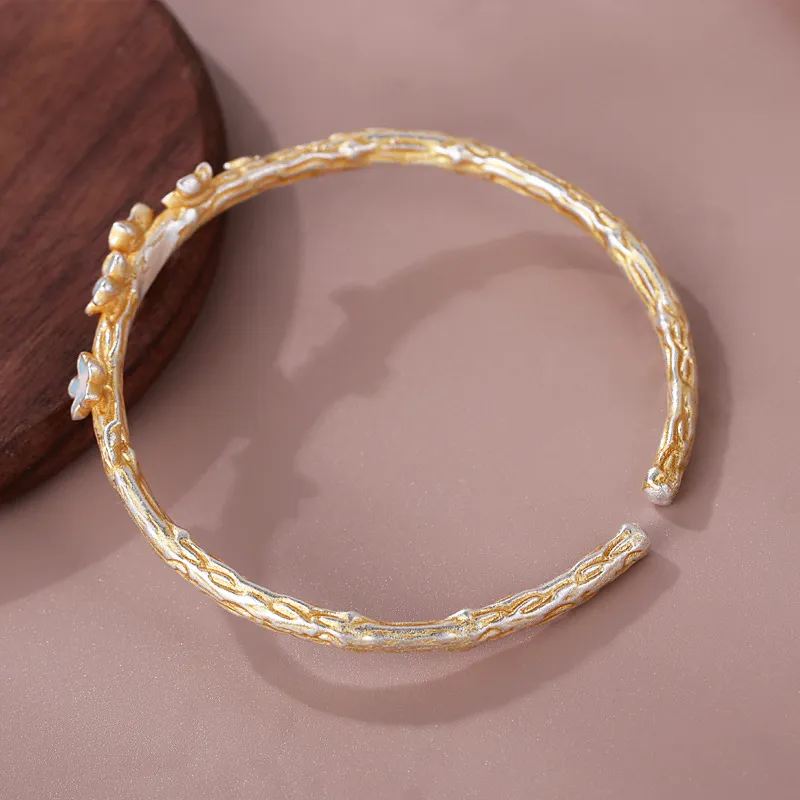 Stone Edge Poly Sterling Silver Bangle 999 Fine Silver Women's-1