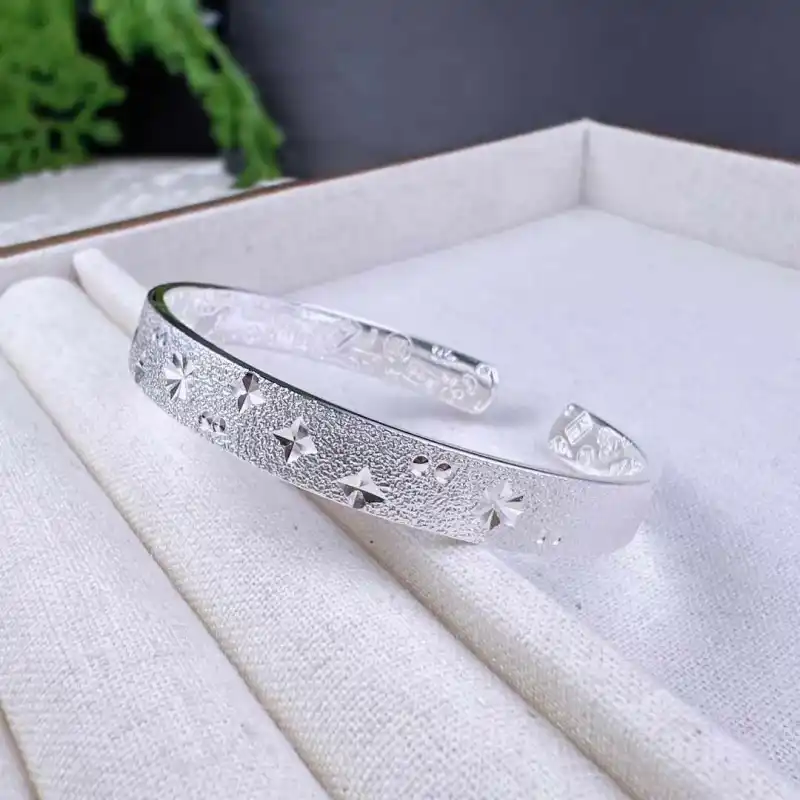 Stone Edge Poly 999 Fine Silver Bangles Unisex-1