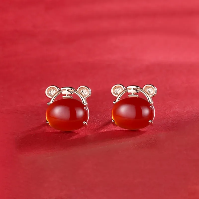 CENTURY&KINDLE Agate Stud Earrings Women's-1