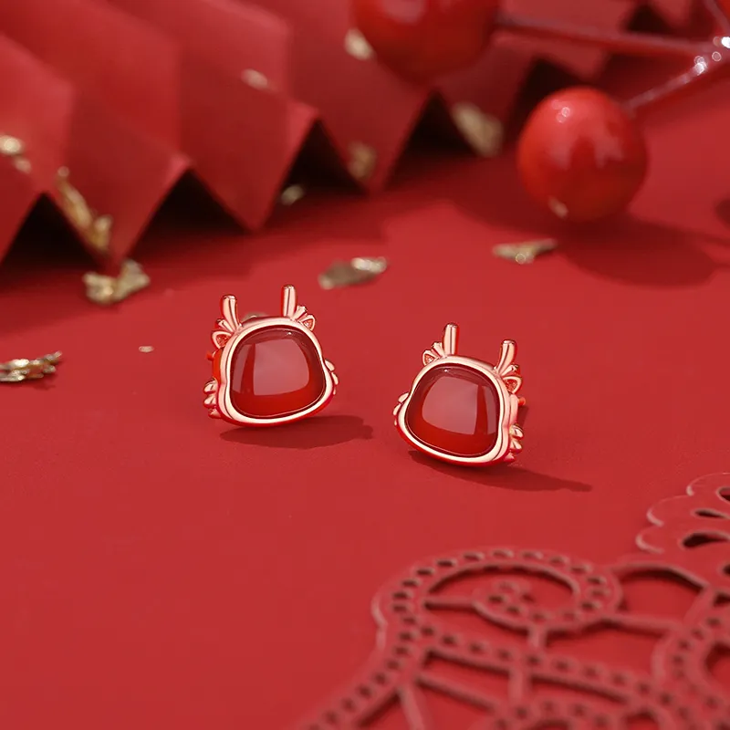 CENTURY&KINDLE Agate Stud Earrings Women's-5