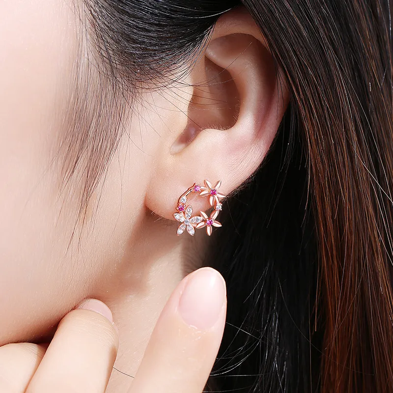 CENTURY&KINDLE S925 Silver Stud Earrings Women's-5