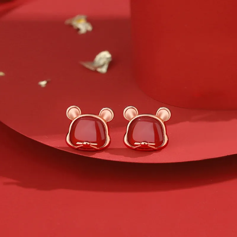 CENTURY&KINDLE Agate Stud Earrings Women's-1