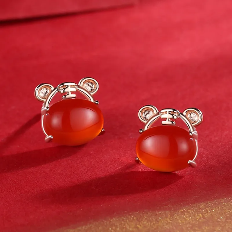CENTURY&KINDLE Agate Stud Earrings Women's-2
