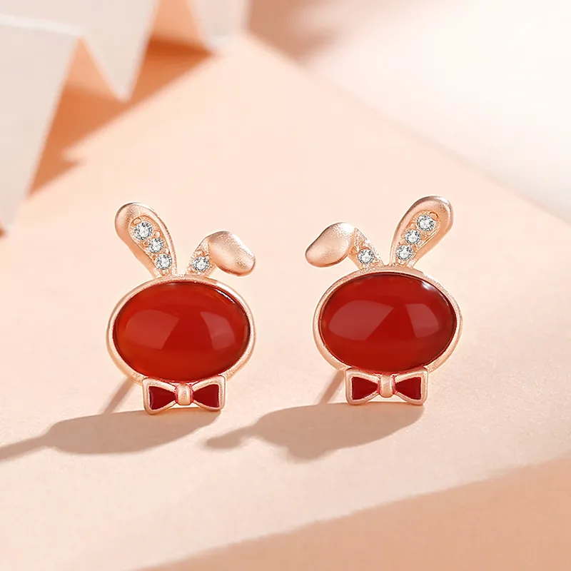 CENTURY&KINDLE Agate Stud Earrings Women's-1