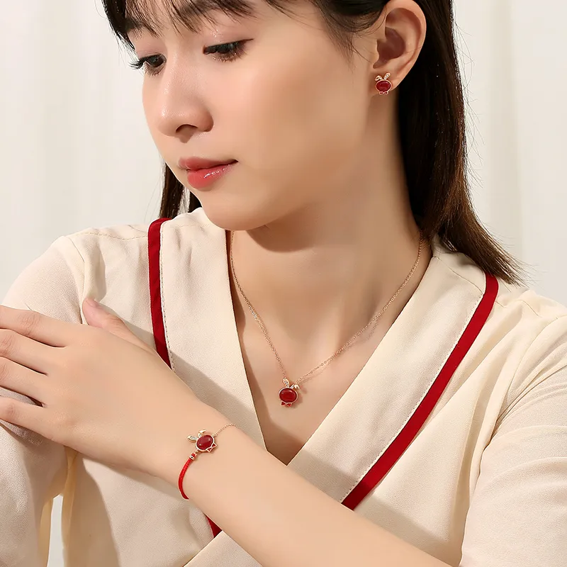 CENTURY&KINDLE Agate Stud Earrings Women's-3