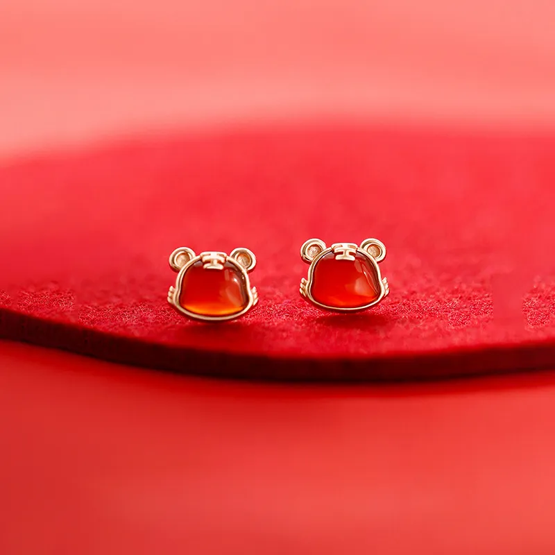 CENTURY&KINDLE Agate Stud Earrings Women's-4