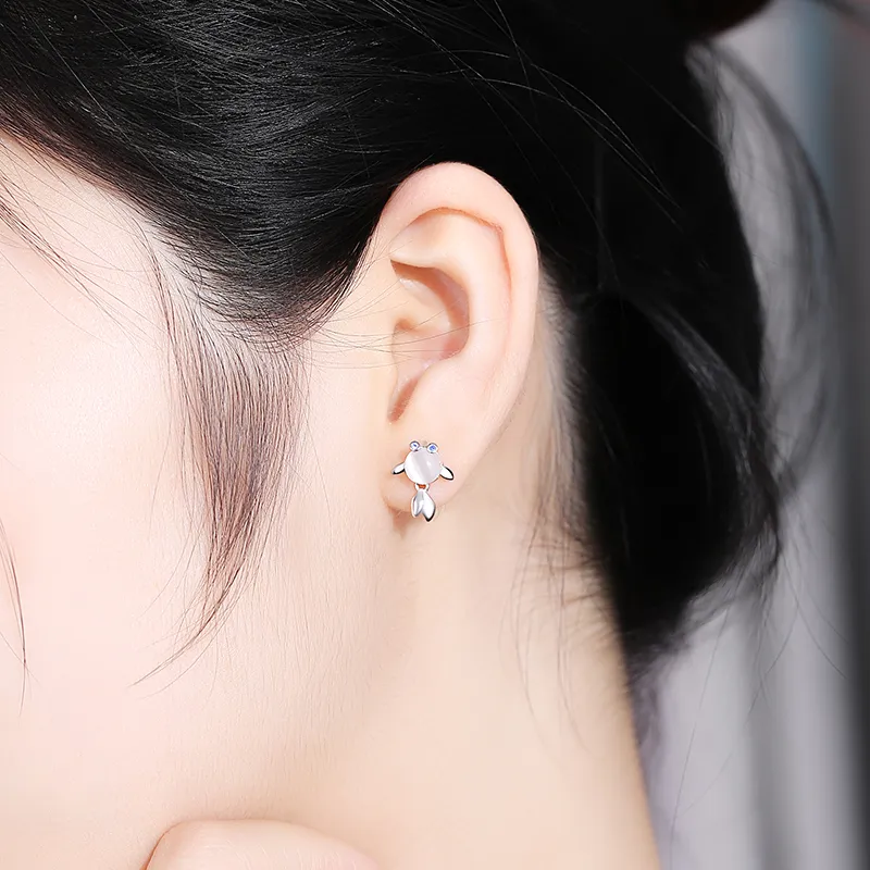 CENTURY&KINDLE Glass Cat Eye Stud Earrings Women's-4